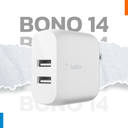 Cargador de Pared Belkin BoostCharge Dual USB-A 24W​​ Blanco