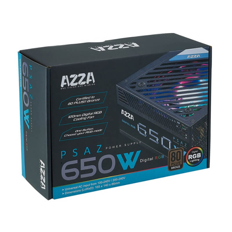 Fuente de Poder 650W AZZA PSAZ 650 80-PLUS Bronce ARGB