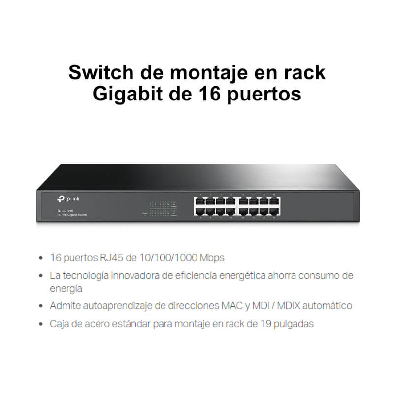 Switch TP-Link TL-SG1016 16-Puertos 10/100/1000Mbps Rackmount