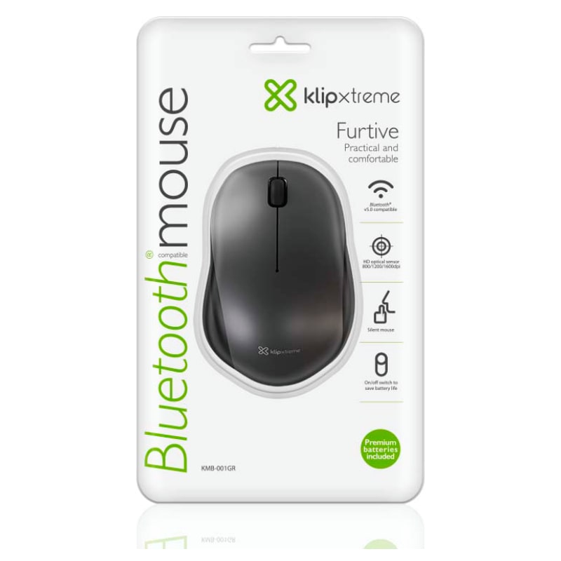 Mouse Inalámbrico Óptico Klip Xtreme Furtive 1600DPI Gris