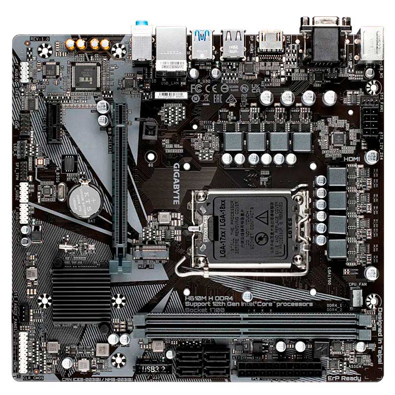 Motherboard Gigabyte H610M H LGA 1700 13th & 12th Gen 2xDDR5 Micro ATX