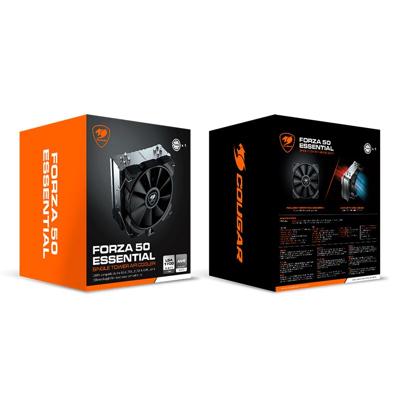 Enfriador 155mm Cougar Forza 50 Essential Negro