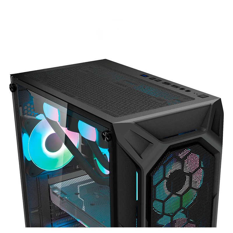 Case Gaming CheckPoint ZENITH 600 Media Torre Vidrio Templado ATX Negro (Sin Fuente)