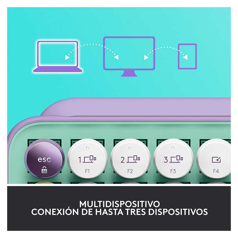 Teclado Mecánico Inalámbrico Logitech POP Daydream Menta-Lila Español