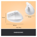 Mouse Logitech LIFT Ergonómico Inalámbrico Bluetooth + USB 4000DPI Blanco