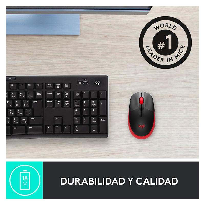 Mouse Inalámbrico Logitech M190 1000DPI Negro/Rojo