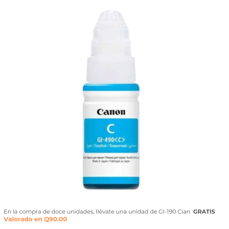 Botella de Tinta Canon GI-190C Cian 70ml