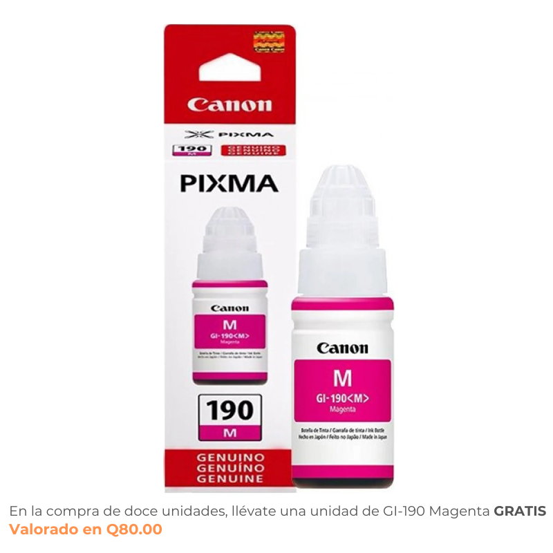 Botella de Tinta Canon GI-190M Magenta 70ml