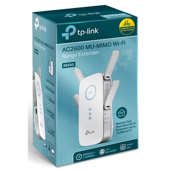 Extensor Wi-Fi TP-Link AC2600 RE650 1733Mbps DualBand 1-RJ45 MU-MIMO