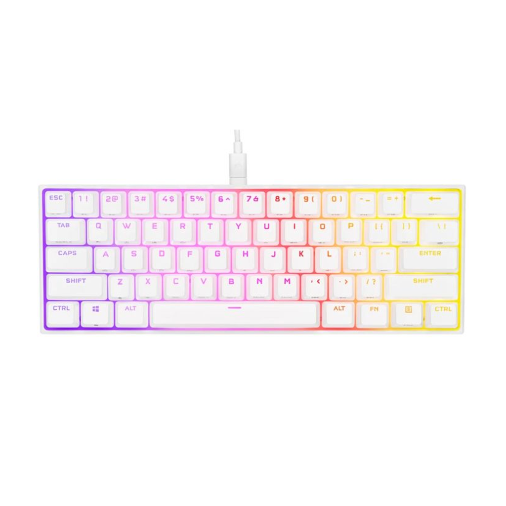 Teclado Gaming Mecánico Alámbrico Corsair K65 RGB MINI CHERRY MX SPEED Blanco