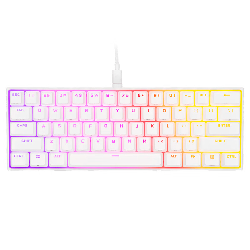 Teclado Gaming Mecánico Alámbrico Corsair K65 RGB MINI CHERRY MX SPEED Blanco