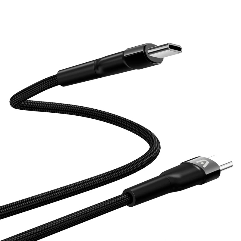 Cable USB-C a USB-C Argom ARG-CB-0047BK Carga Rápida 1.8 Metros Trenzado Negro