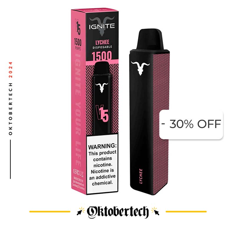 Vape Electronico Ignite V15 1500 Puffs Nic 5g Lychee