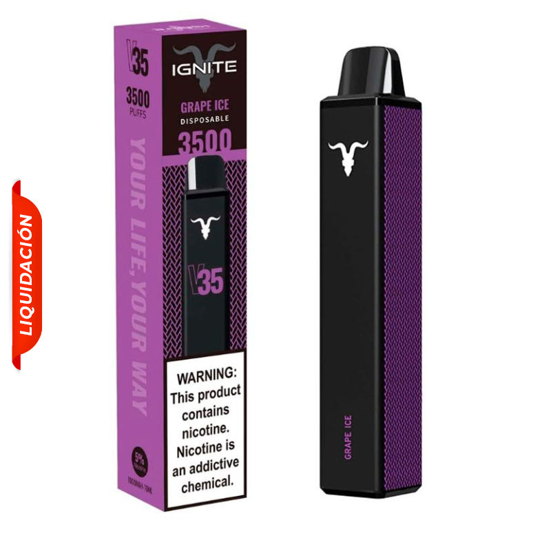 Vape Electrónico Ignite V35 3500 Puffs Nic 5g Grape Ice