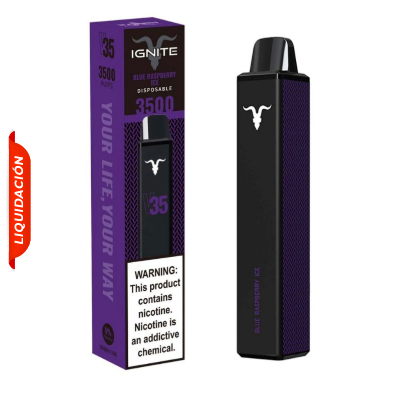 Vape Electrónico Ignite V35 3500 Puffs Nic 5g Blue Raspberry Ice