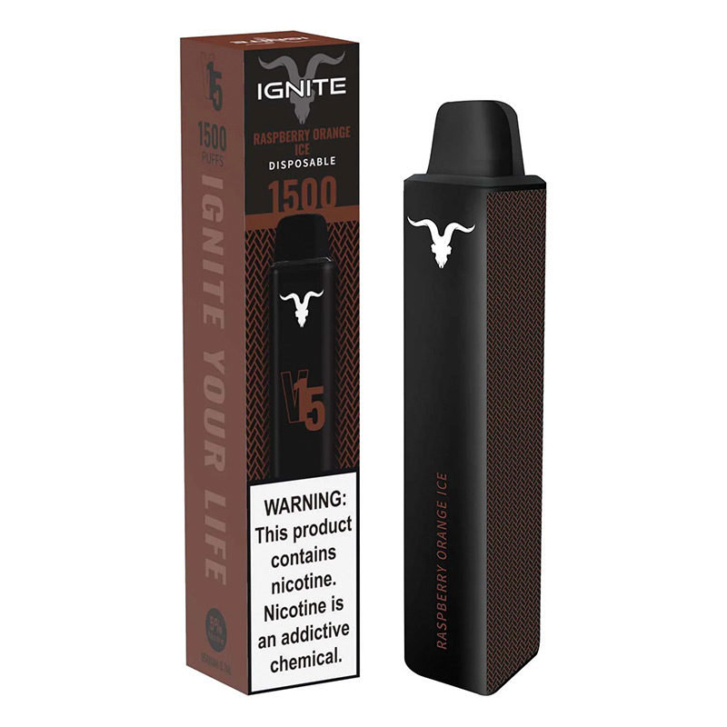 Vape Electronico Ignite V15 1500 Puffs Nic 5g Raspberry Orange Ice