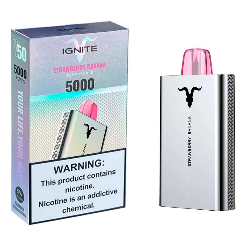 Vape Electrónico Ignite V50 5000 Puffs Nic 5g Strawberry Banana