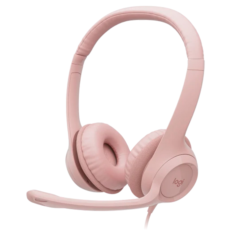 Audífonos Tipo Headset Logitech H390 USB con Micrófono Rosado