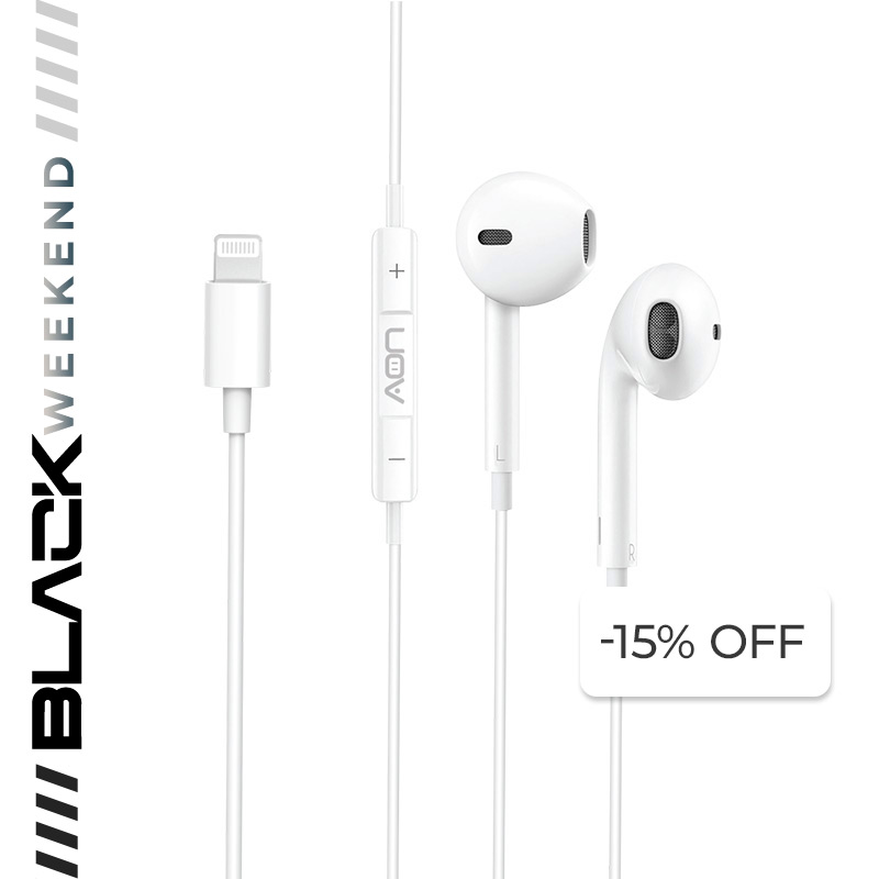 Audífonos AON Ligningth In-ear Wired MFI EarBuds Blanco