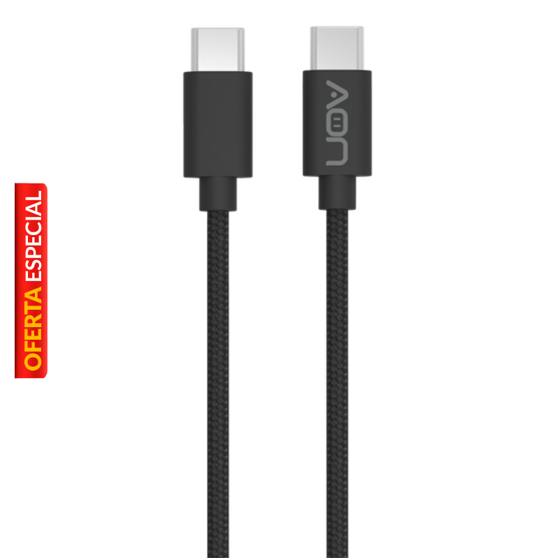 Cable USB-C a USB-C AON AO-CB-5000 3.5 Metros Negro