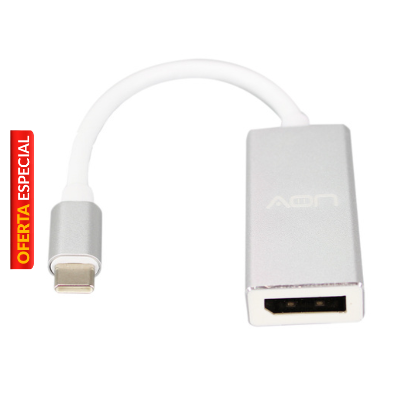 Adaptador USB-C a DisplayPort AON AO-AD-1003 Macho-Hembra Blanco