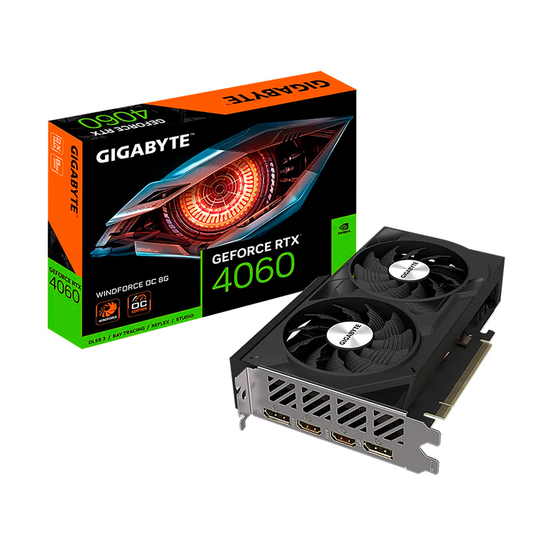 Tarjeta de Video 8GB GDDR6 Gigabyte GeForce RTX 4060 Windforce OC HDMI DP PCIe 4.0