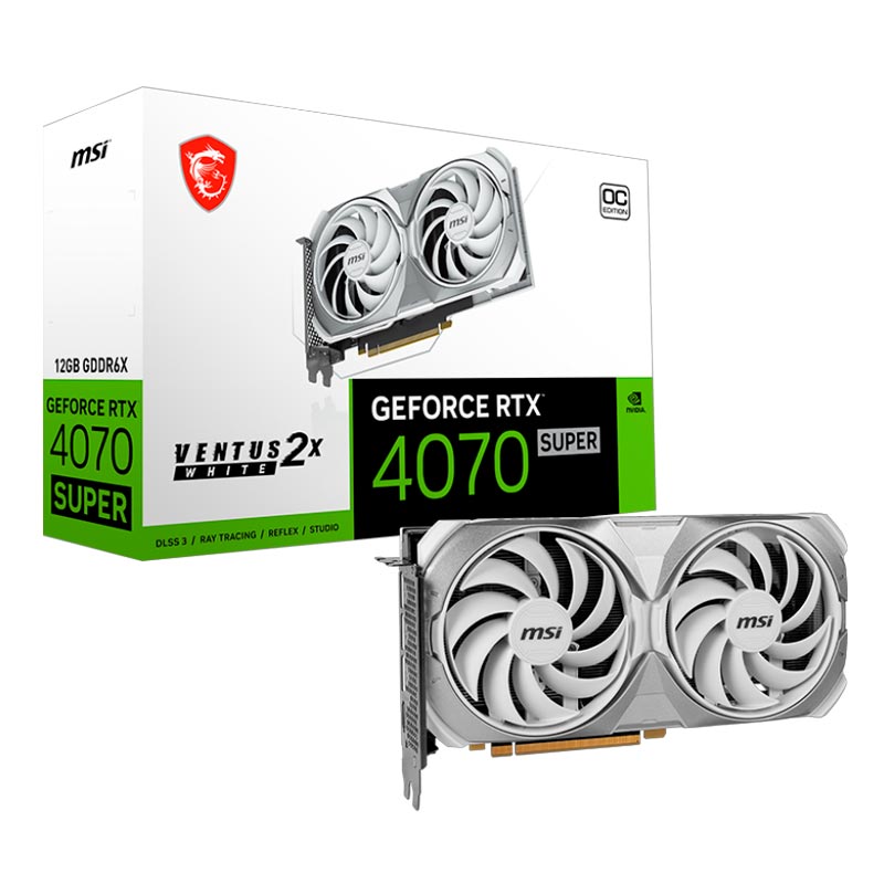 Tarjeta de Video MSI GeForce RTX4070 SUPER VENTUS 2X OC BLANCA 12GB