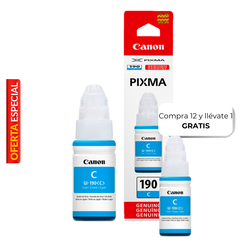 Botella de Tinta Canon GI-190C Cian 70ml