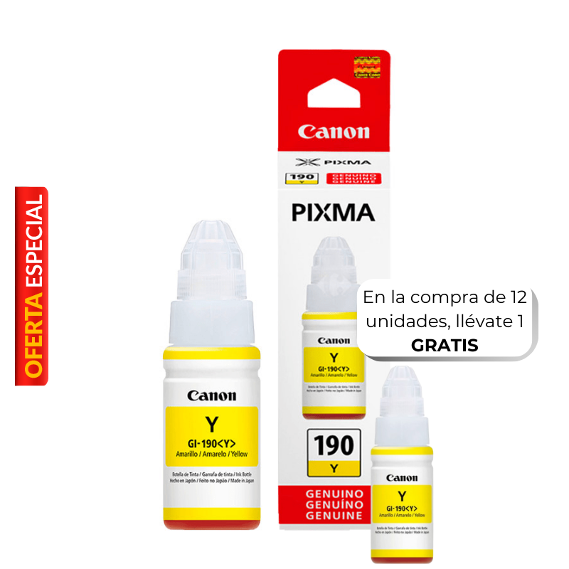 Botella de Tinta Canon GI-190Y Amarillo 70ml